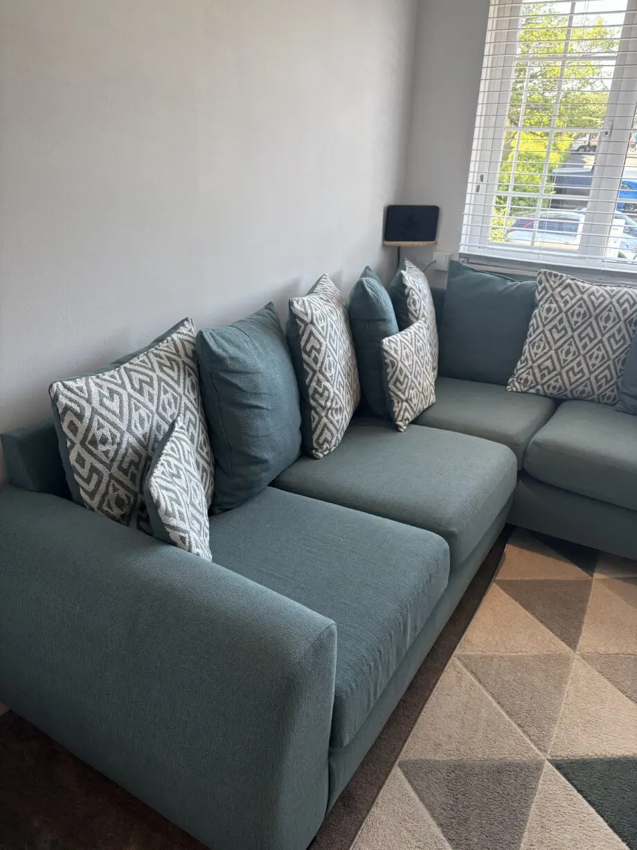 Scs teal green corner sofa