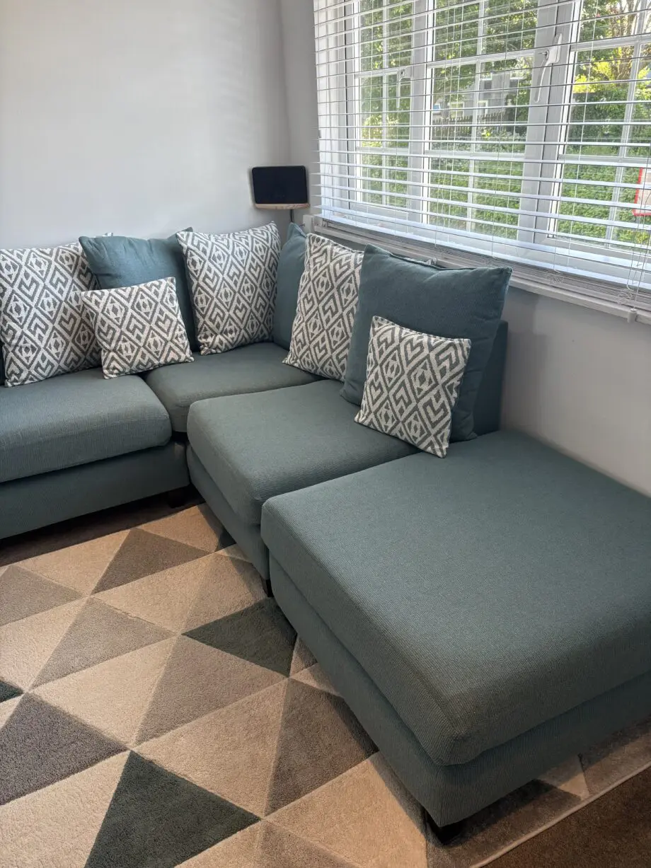 Scs teal green corner sofa