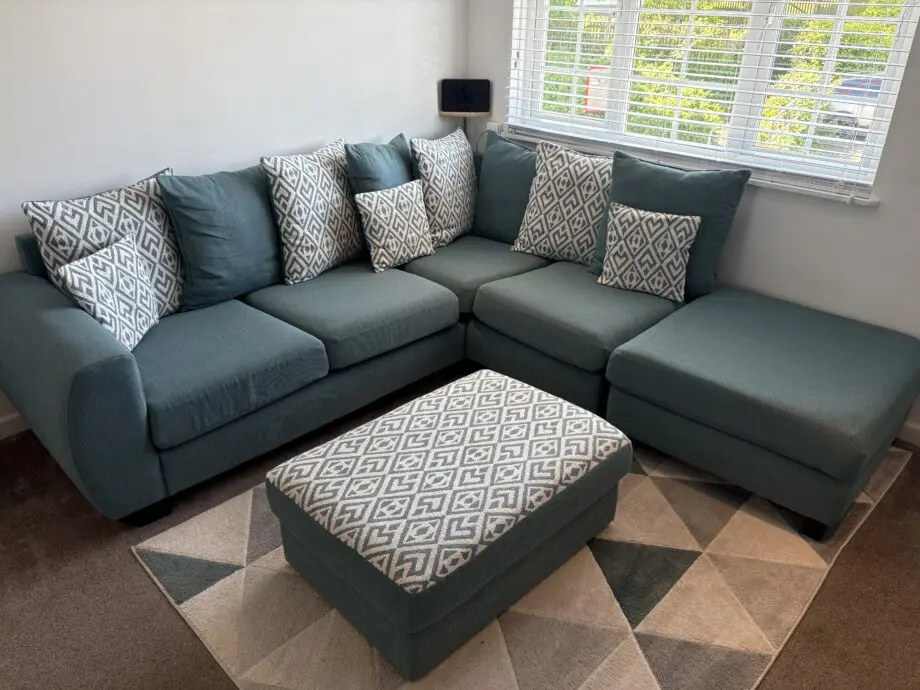 Scs teal green corner sofa