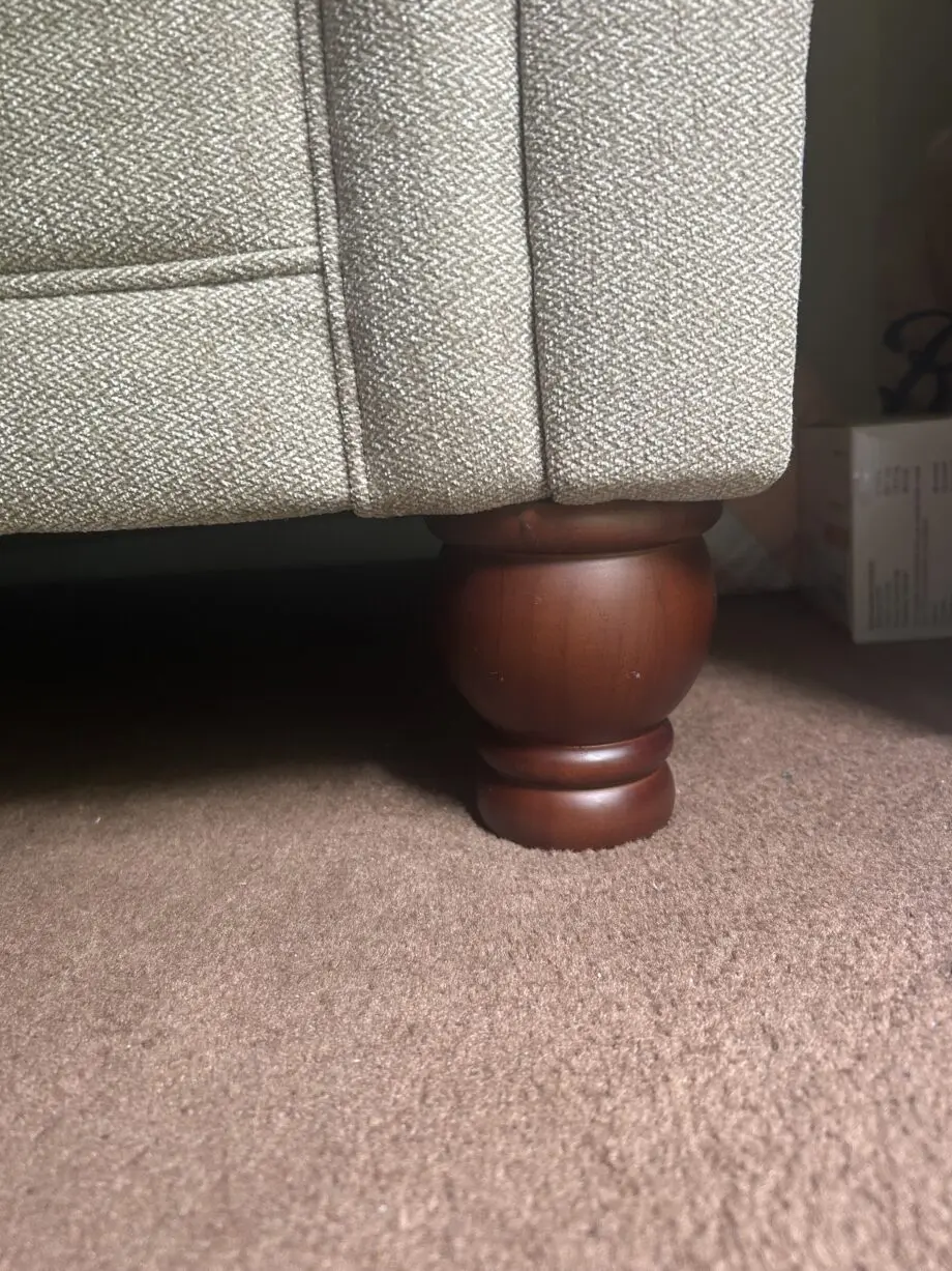 oat/cream sofa solid wooden legs