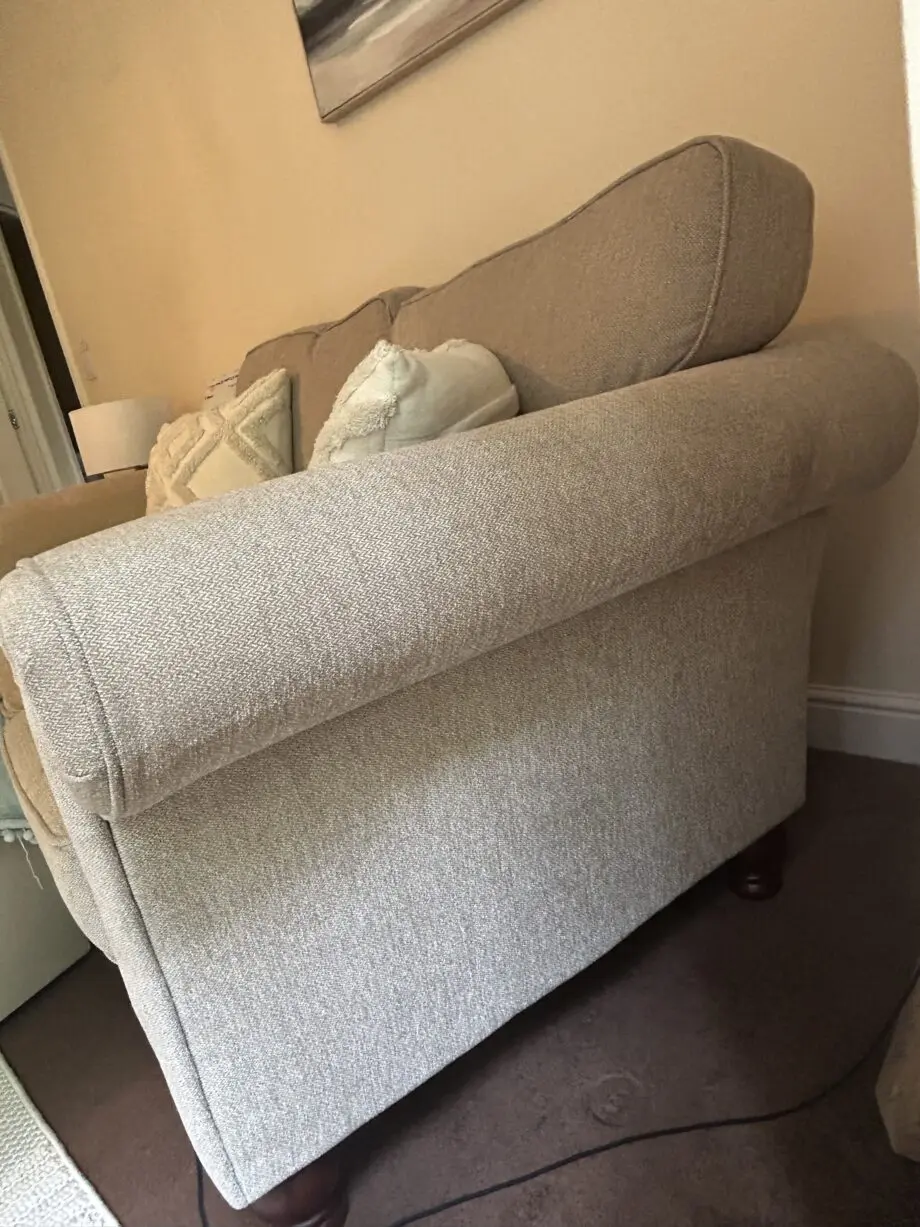 oat/cream sofa solid wooden legs