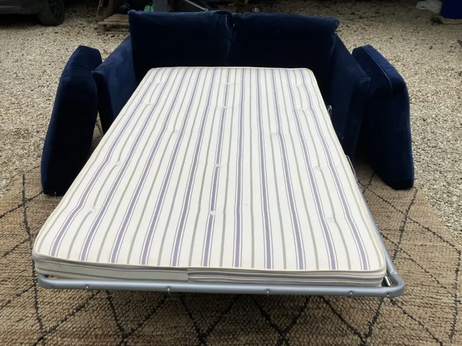 Sofa.com, Aissa, Prussian Blue Cotton Matt Velvet, 2 Seat, Sofa Bed