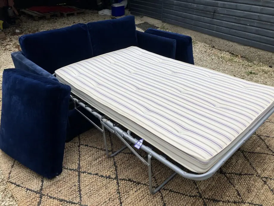 Sofa.com, Aissa, Prussian Blue Cotton Matt Velvet, 2 Seat, Sofa Bed