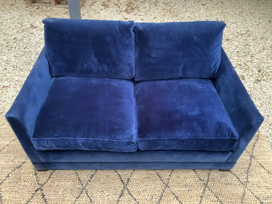 Sofa.com, Aissa, Prussian Blue Cotton Matt Velvet, 2 Seat, Sofa Bed