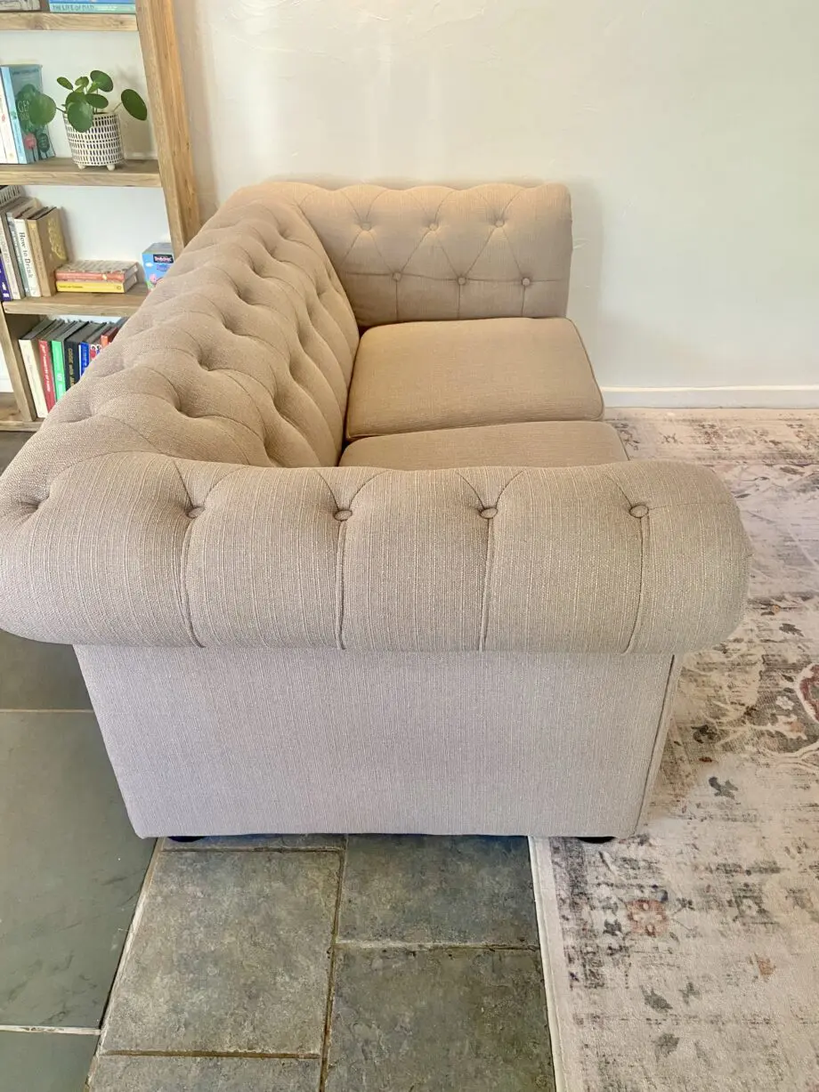 DFS Beige / Oyster Chesterfield Sofabed