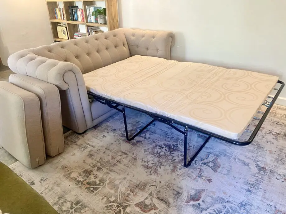 DFS Beige / Oyster Chesterfield Sofabed
