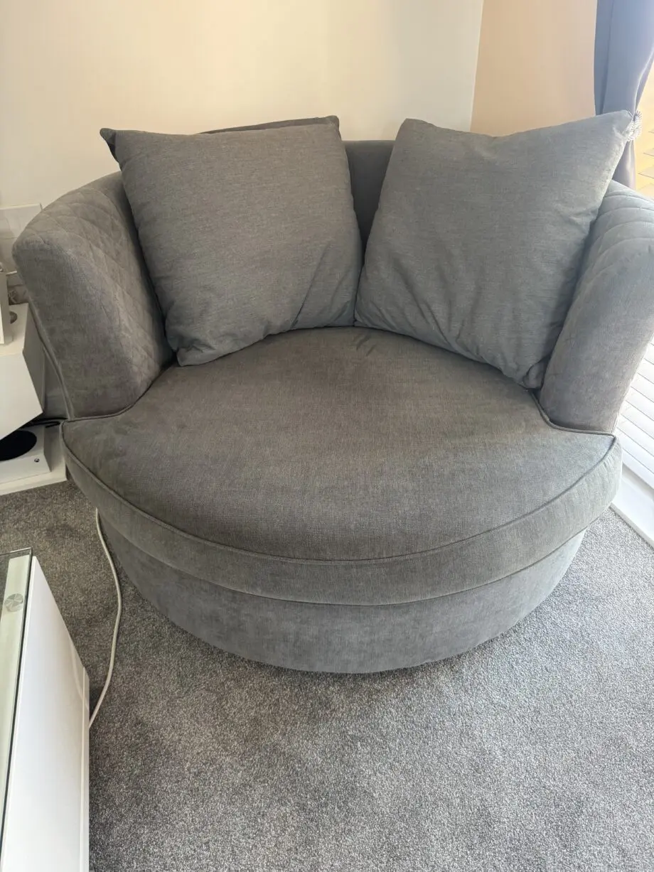 DFS Grey L shape sofa & swivel chair