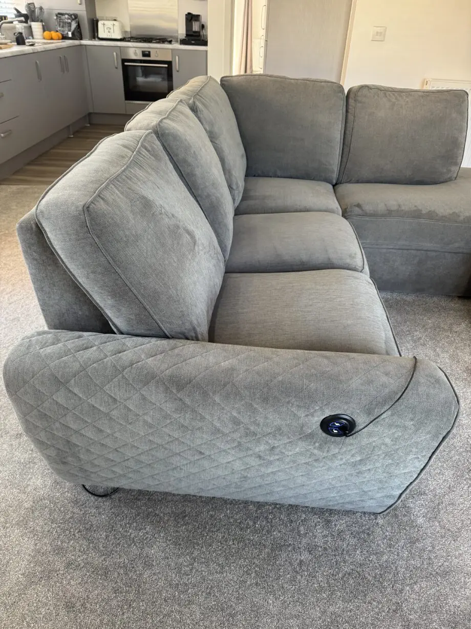 DFS Grey L shape sofa & swivel chair