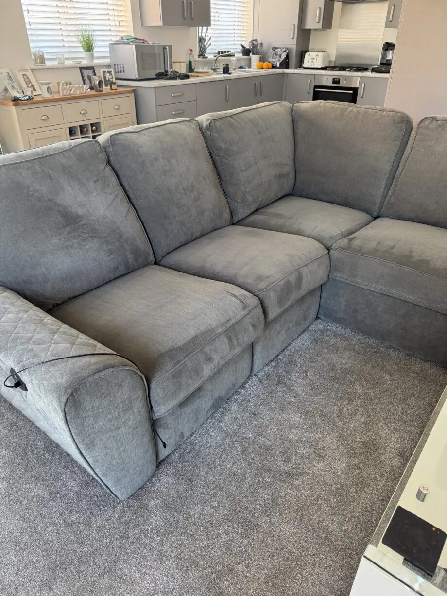 DFS Grey L shape sofa & swivel chair