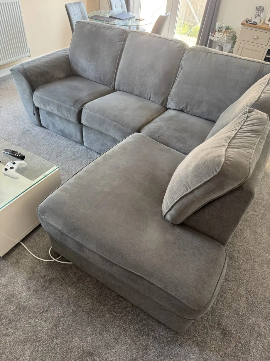 DFS Grey L shape sofa & swivel chair