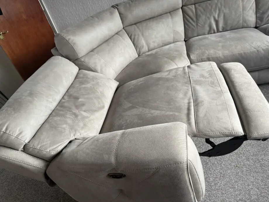 Oak furniture land recliner L shape sofa dove grey