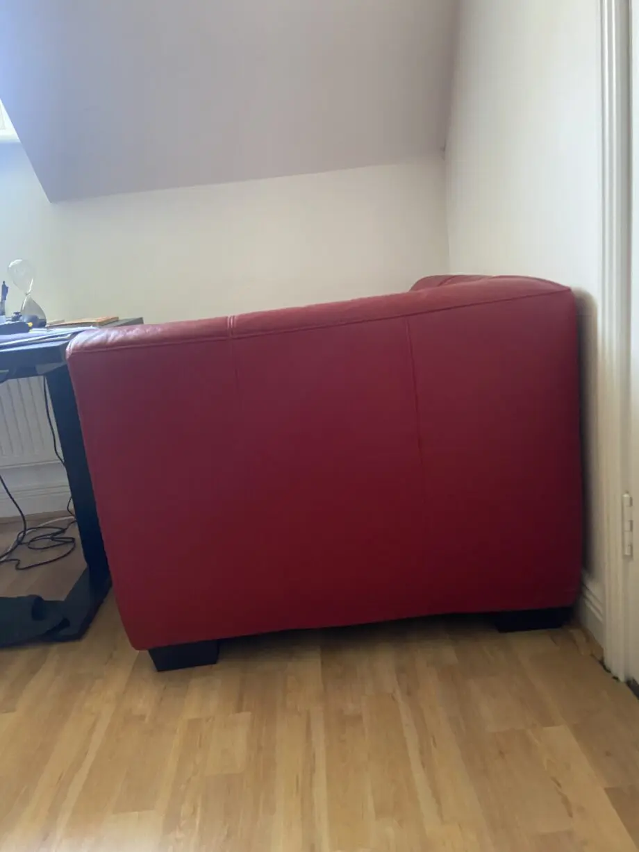 DFS four piece red leather sofa
