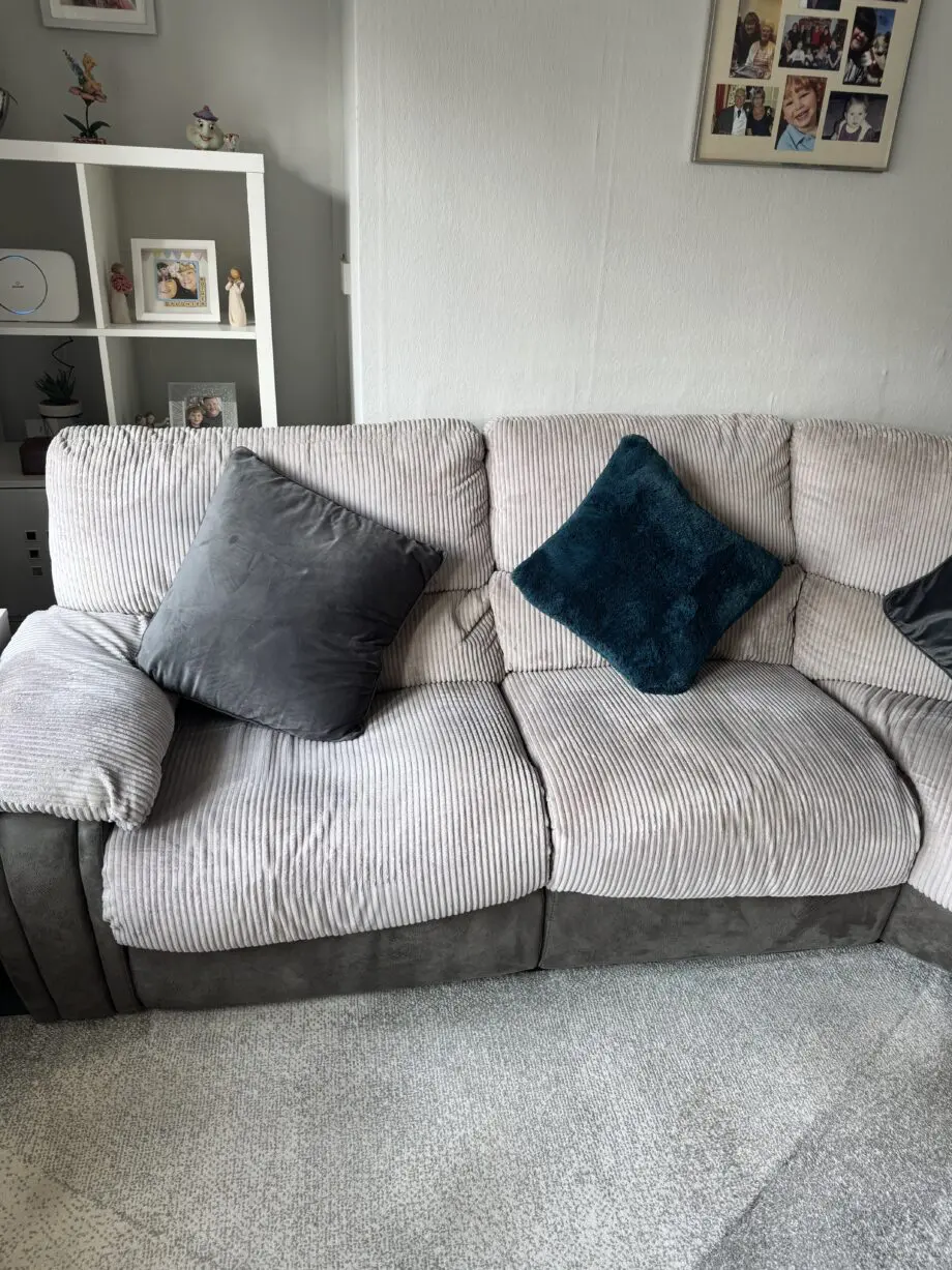 Harveys Arlington grey corner sofa with electric recliners