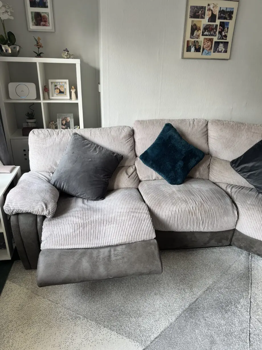 Harveys Arlington grey corner sofa with electric recliners