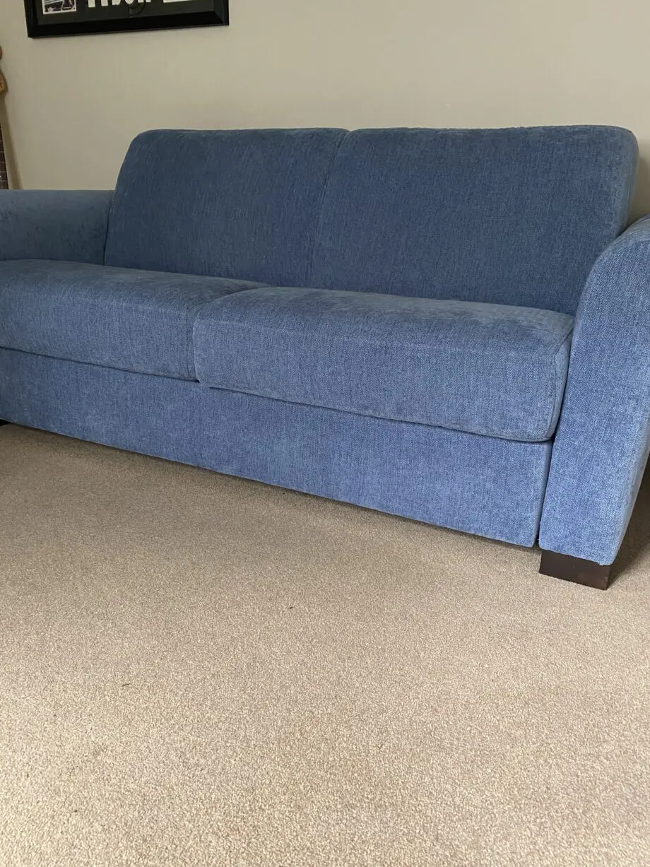 Italian made mid blue 2 seater sofa