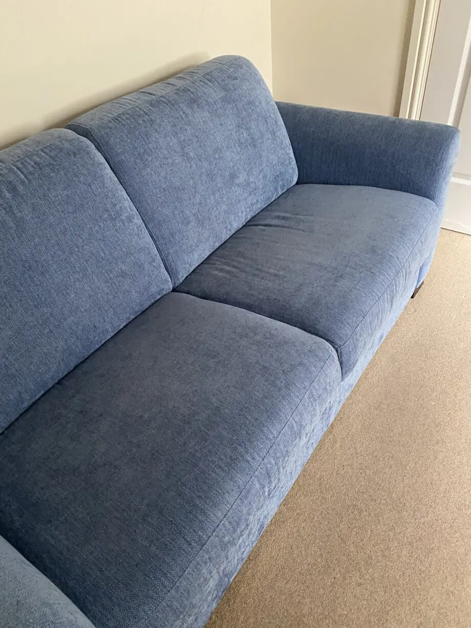 Italian made mid blue 2 seater sofa