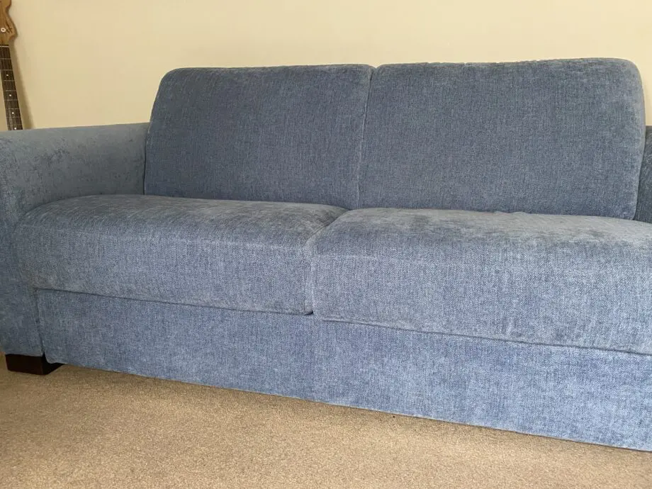 Italian made mid blue 2 seater sofa
