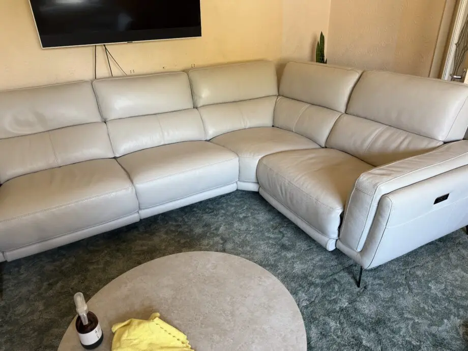 DFS cream Leather corner sofa