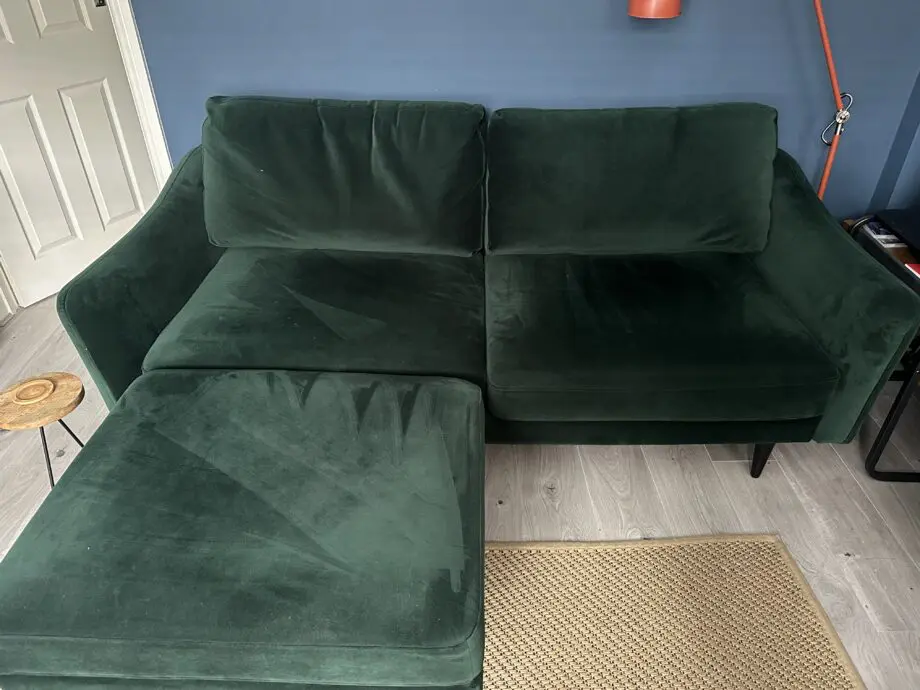 Snug 3 Seater Emerald Green Sofa and matching Pouffe