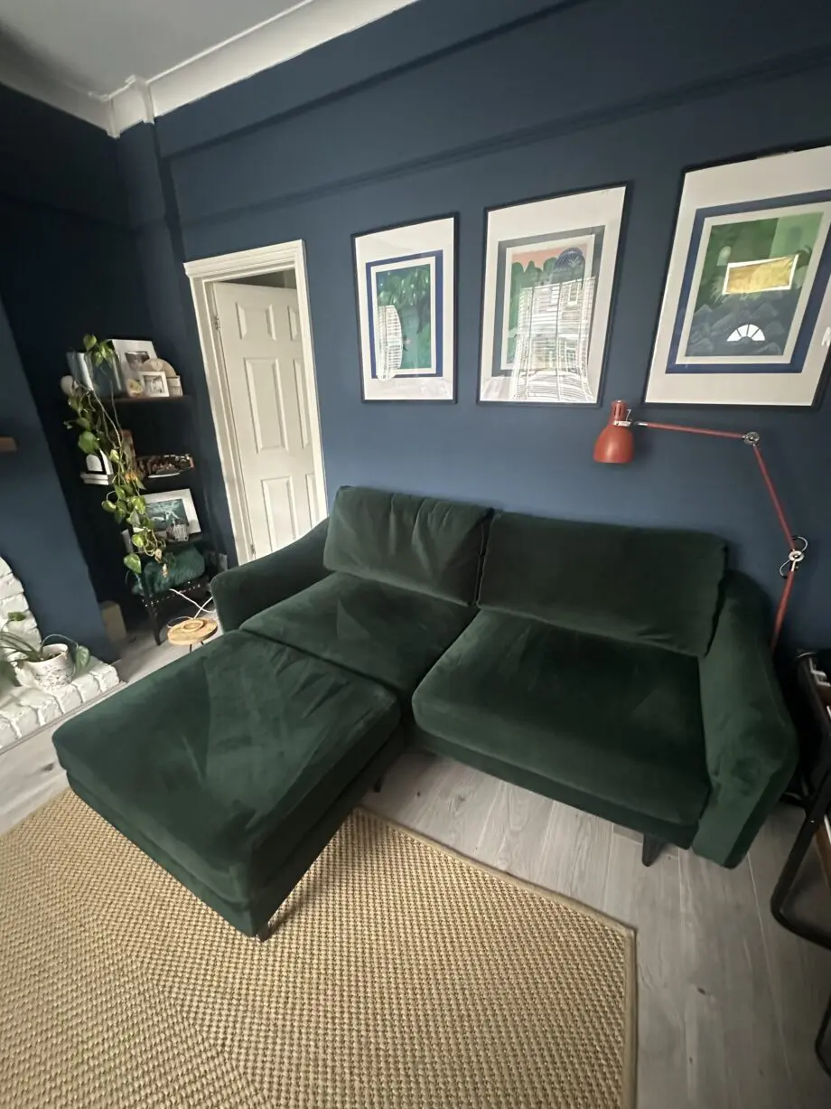 Snug 3 Seater Emerald Green Sofa and matching Pouffe