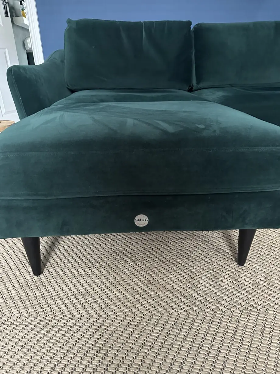 Snug 3 Seater Emerald Green Sofa and matching Pouffe