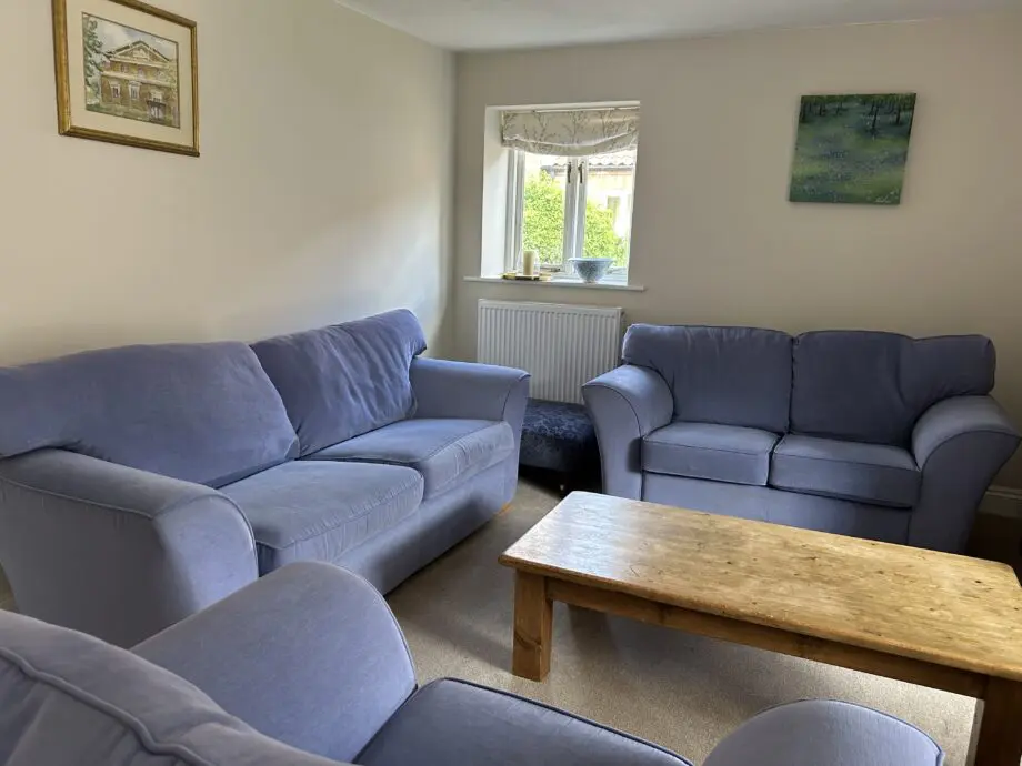 Cornflower blue sofa suite