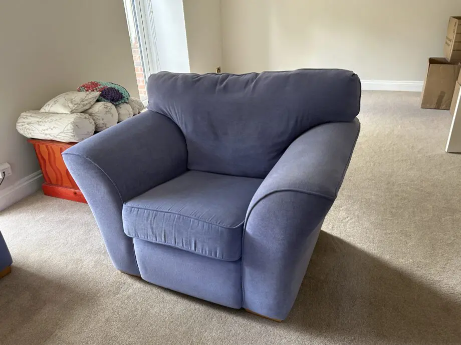 Cornflower blue sofa suite