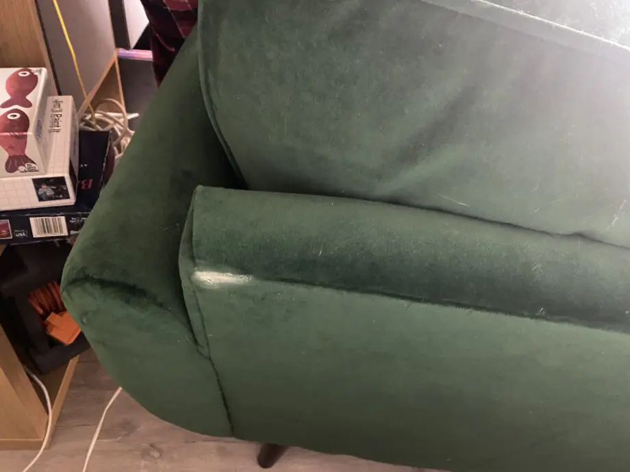 DFS French Connection Dark Green Velvet 3 Seater Sofa