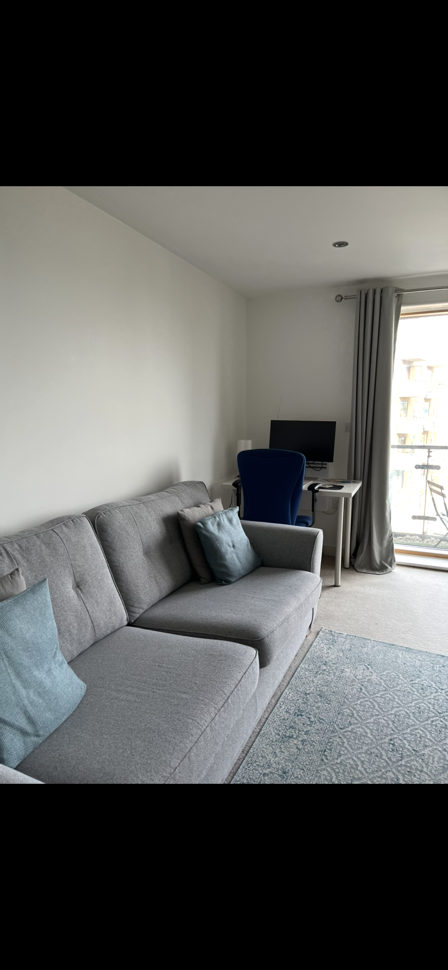 4 Seater Silver Grey Fabric Sofa, Light Legs. DFS Jayce.