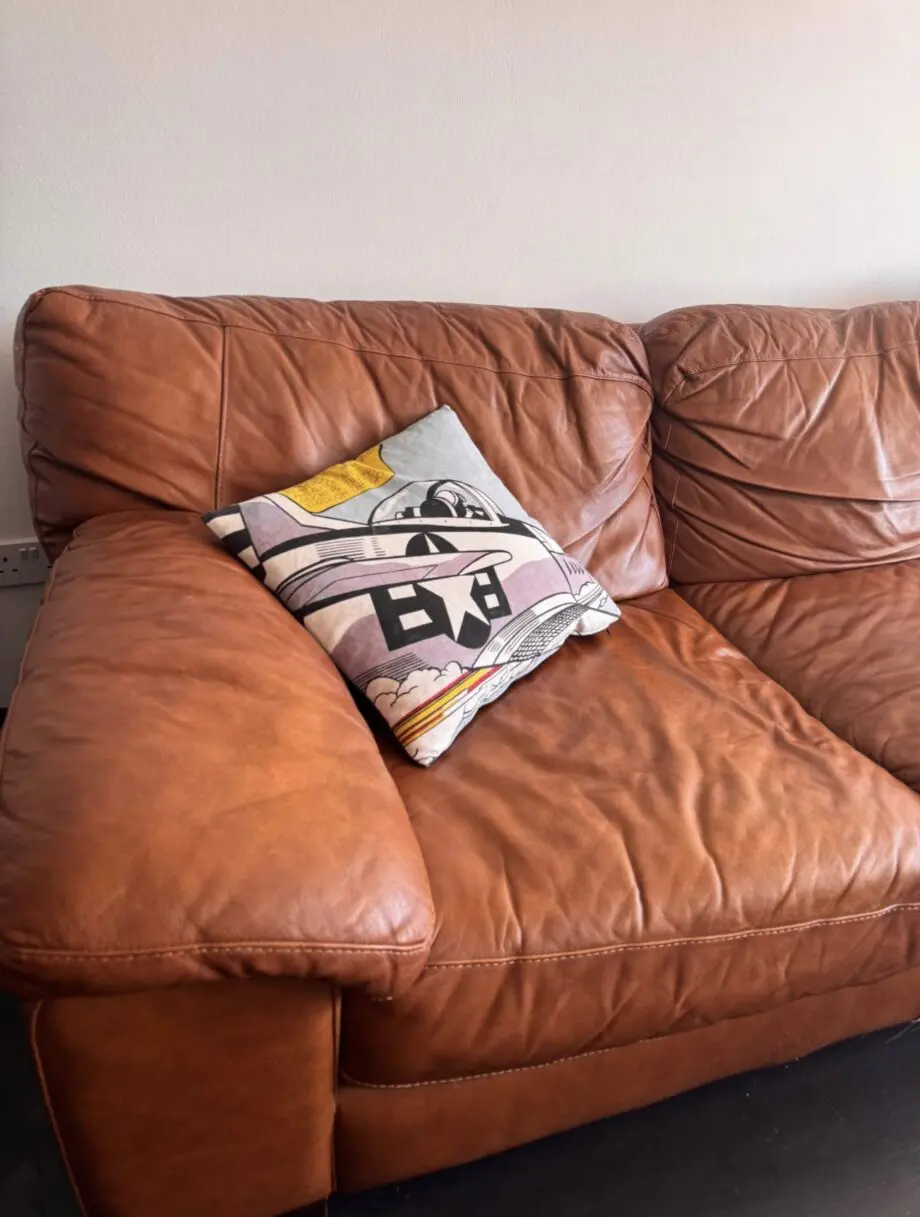 Brown Leather 4 seated Sofa