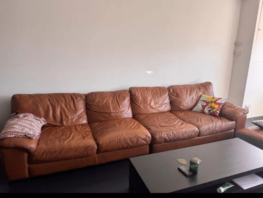 Brown Leather 4 seated Sofa