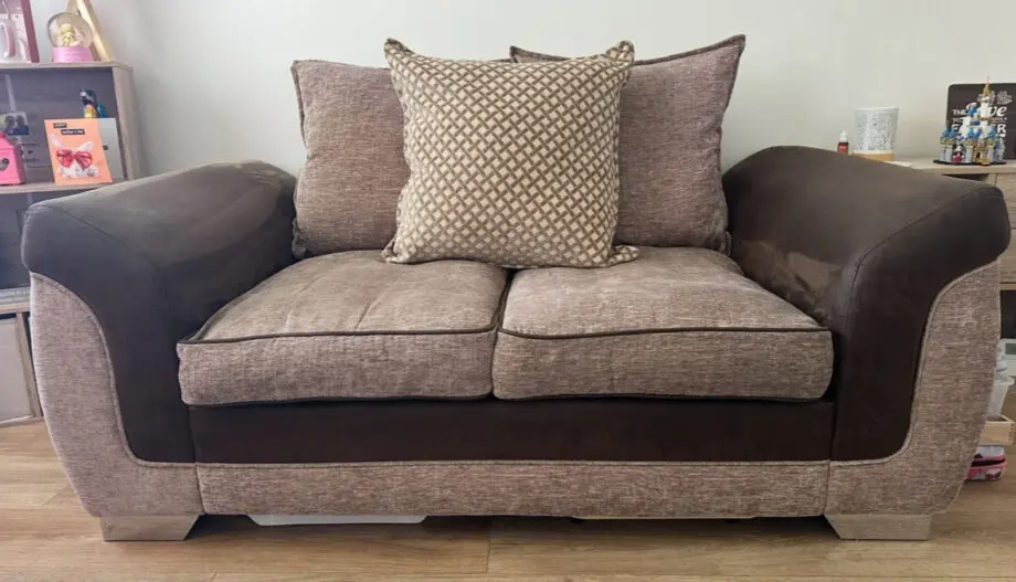 DFS Brown and Beige sofa and arm chair set