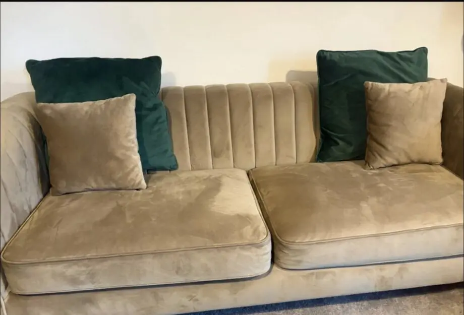 Mink 3 seater sofa with matching ‘cuddle’ chair