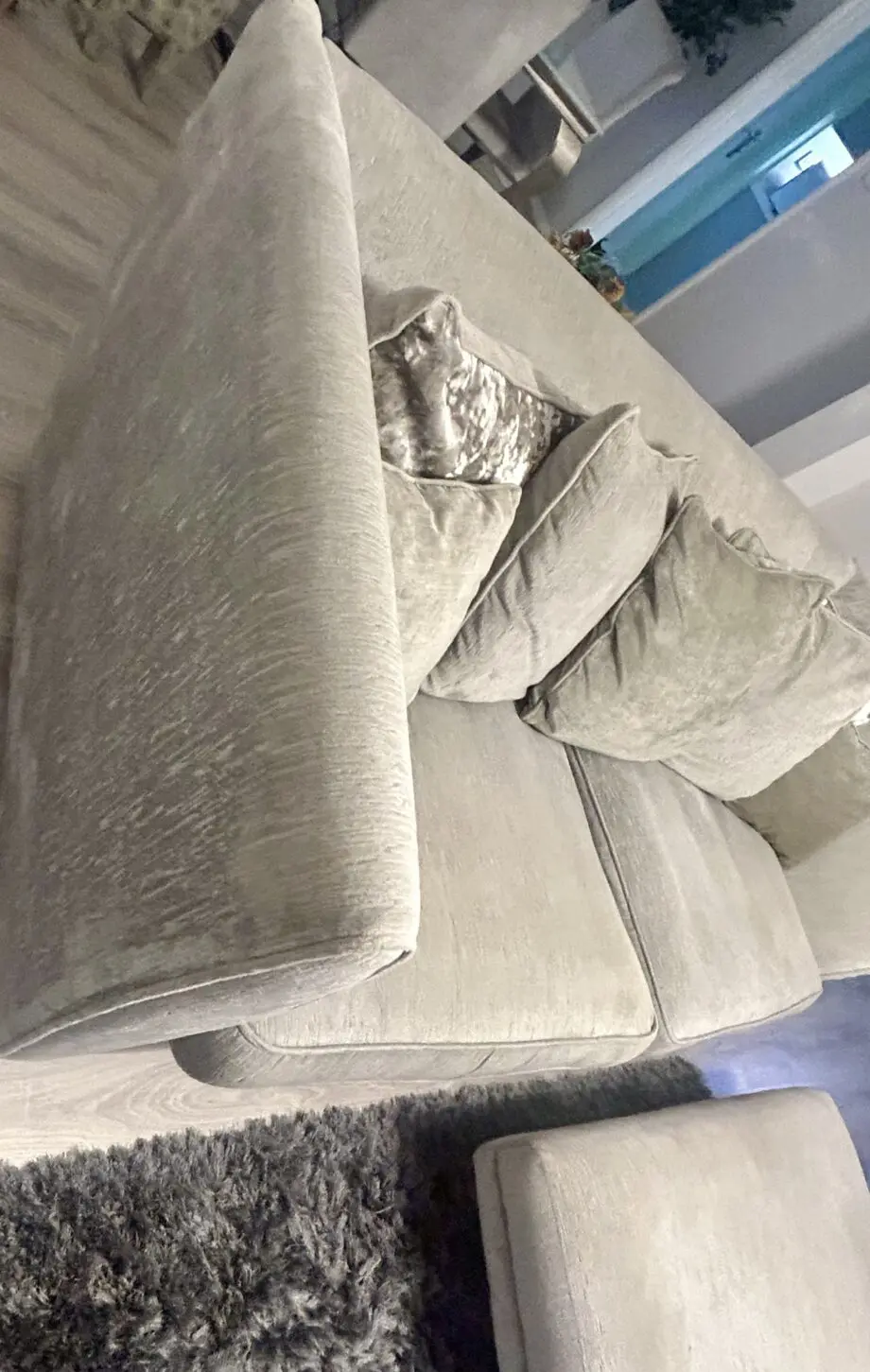 DFS Grey 4 Seat Sofa & Footstool
