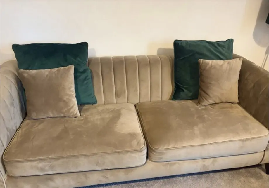 Mink 3 seater sofa with matching ‘cuddle’ chair