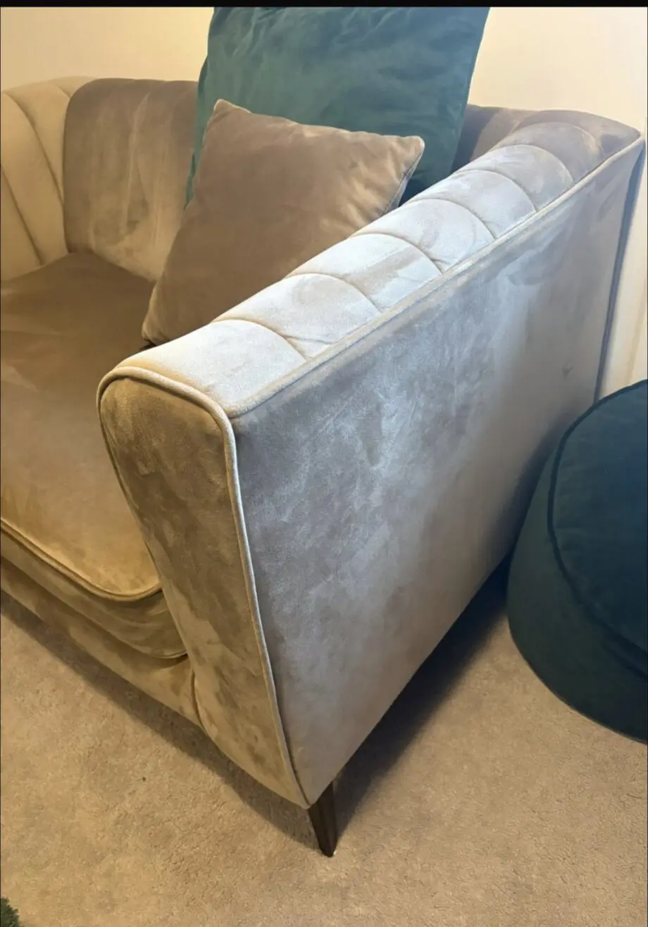 Mink 3 seater sofa with matching ‘cuddle’ chair