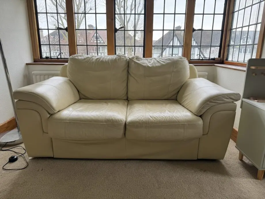 Cream Leather Sofa