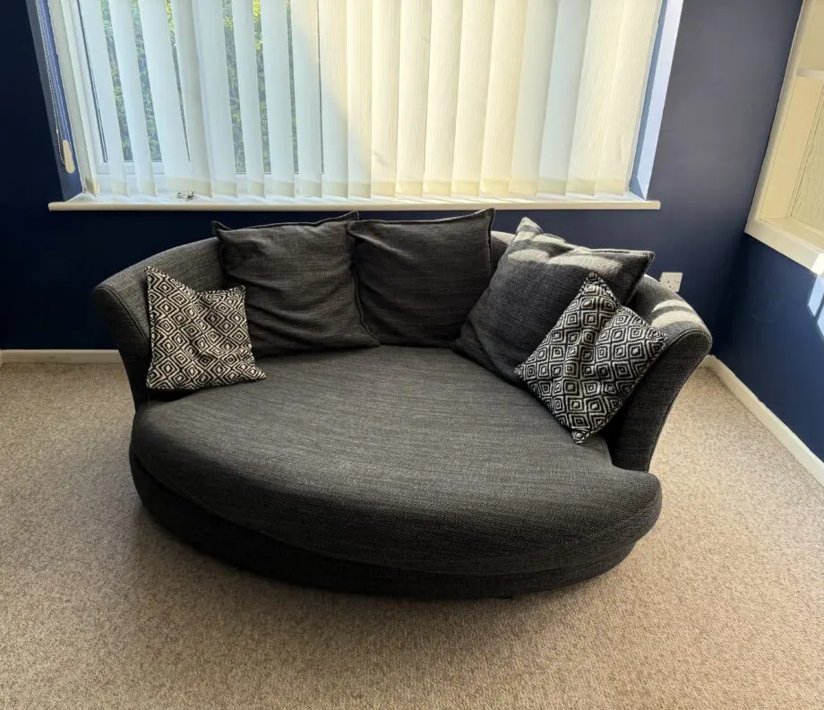 DFS "Lorella" - Pillow Back Cuddler Sofa Dark Grey ~ Cuddler