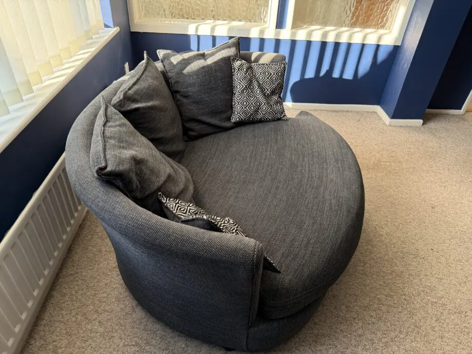 DFS "Lorella" - Pillow Back Cuddler Sofa Dark Grey ~ Cuddler