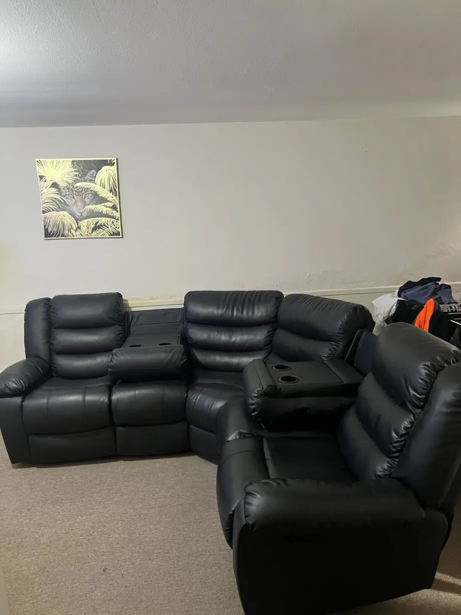5 seater leather reclining corner sofa