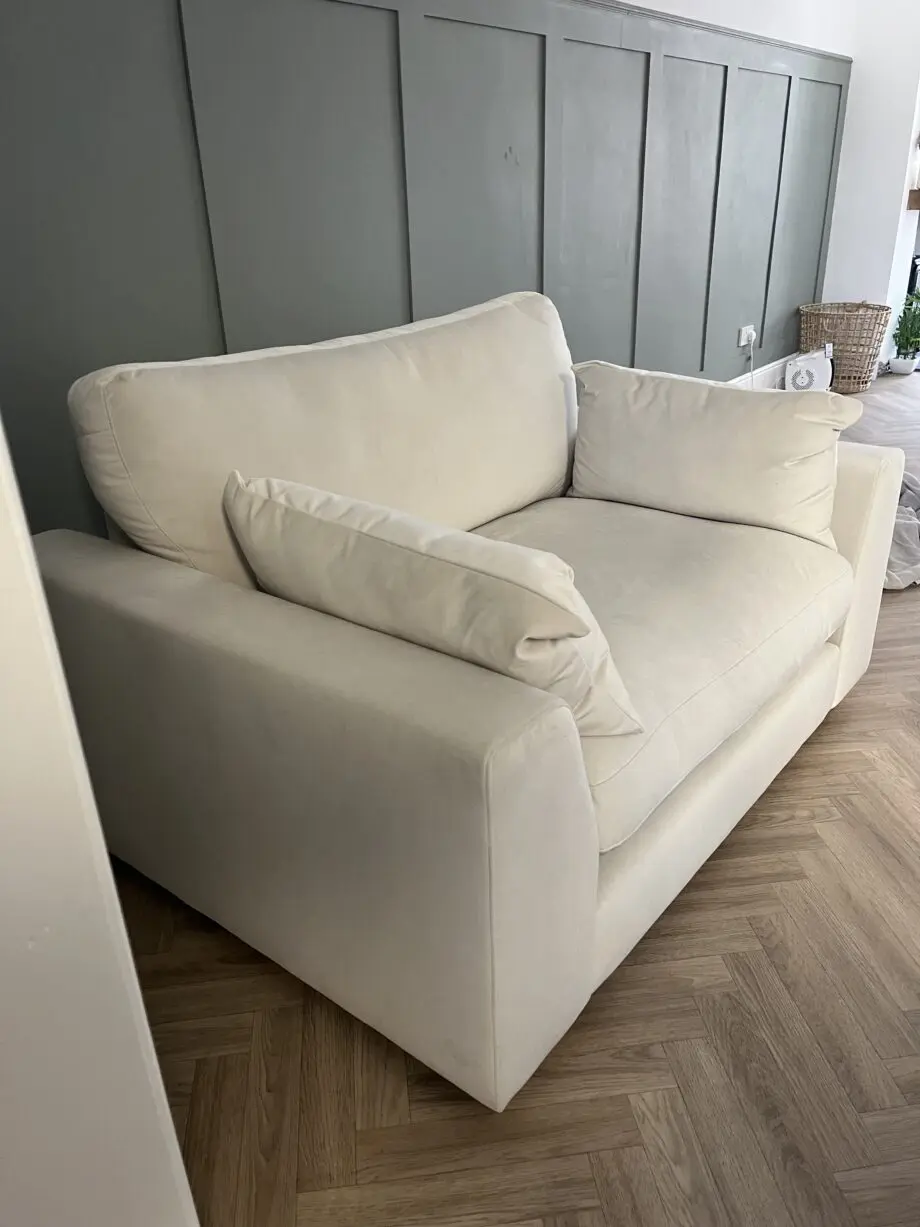 DFS Plush Velvet Formal Back Cuddler Sofa