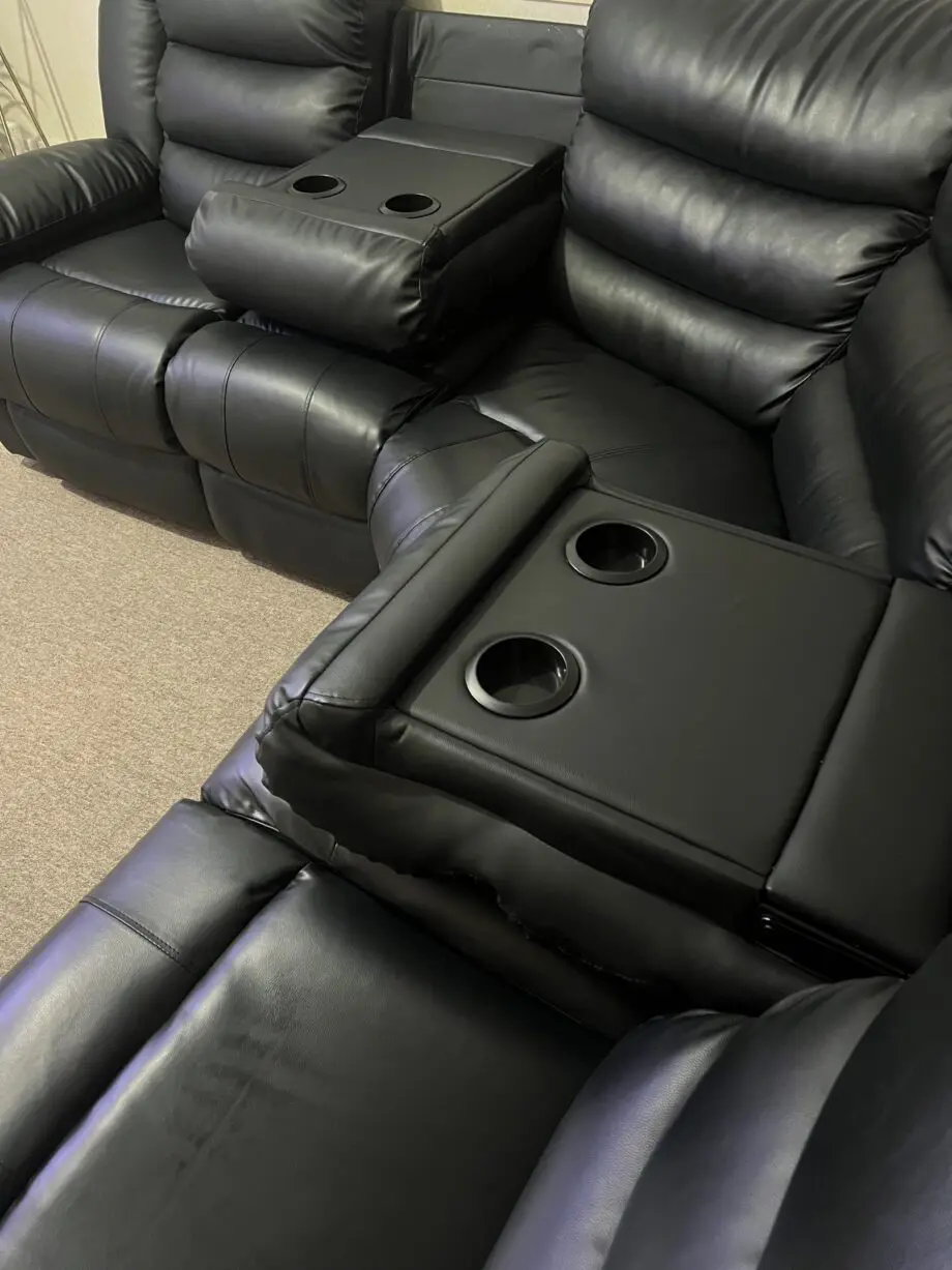 5 seater leather reclining corner sofa