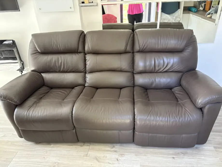 SCS - 3 seater sofa - power double recliner in mocha brown VGC