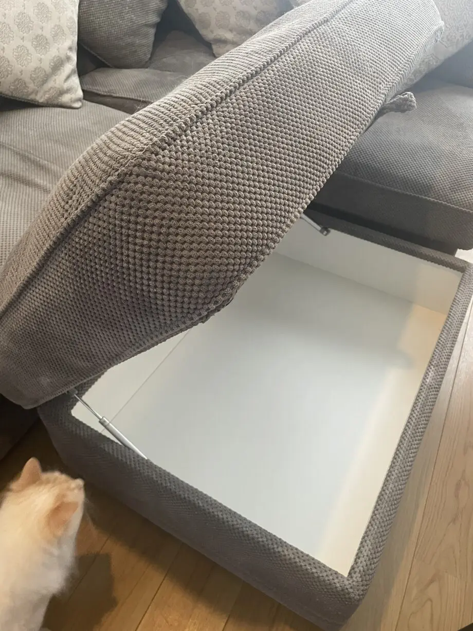 Grey corner left hand sofa with footstool