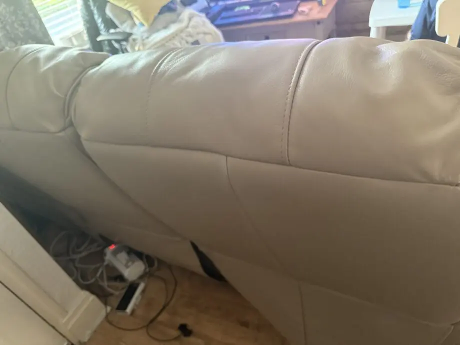 3seat button reclining leather sofa