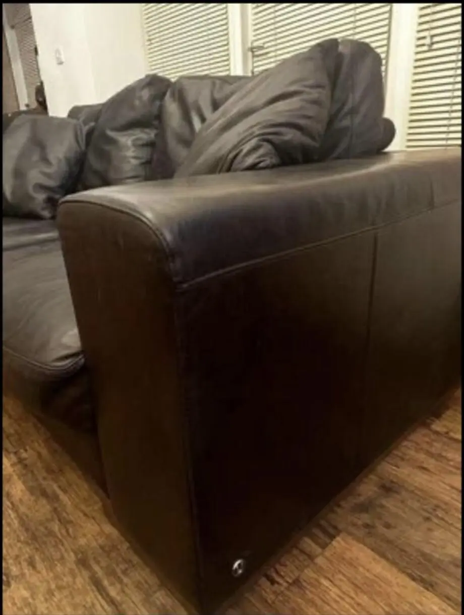 Natuzzi two 3 Seaters and square footstool Dark brown leather