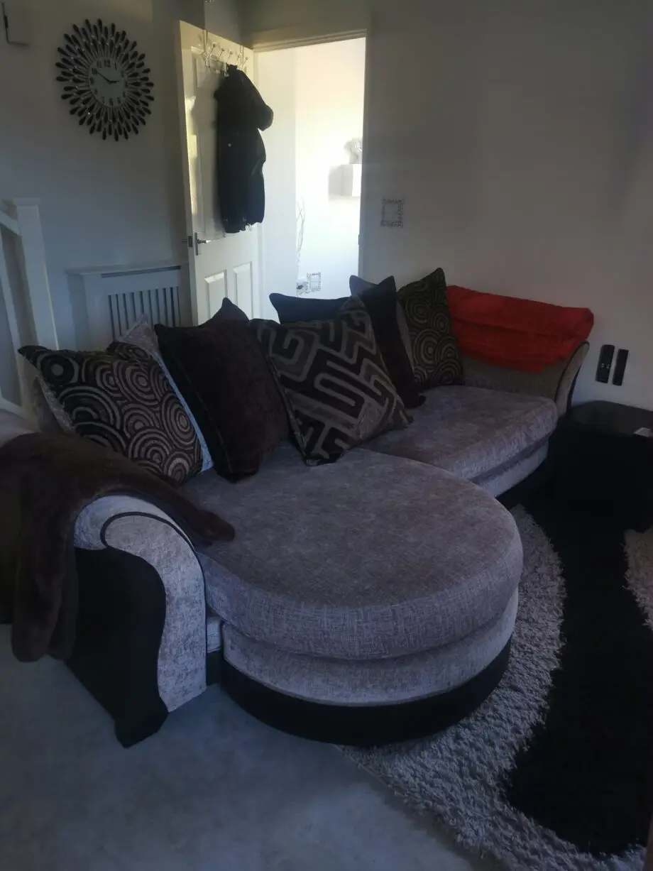 Corner sofa and swirl chair