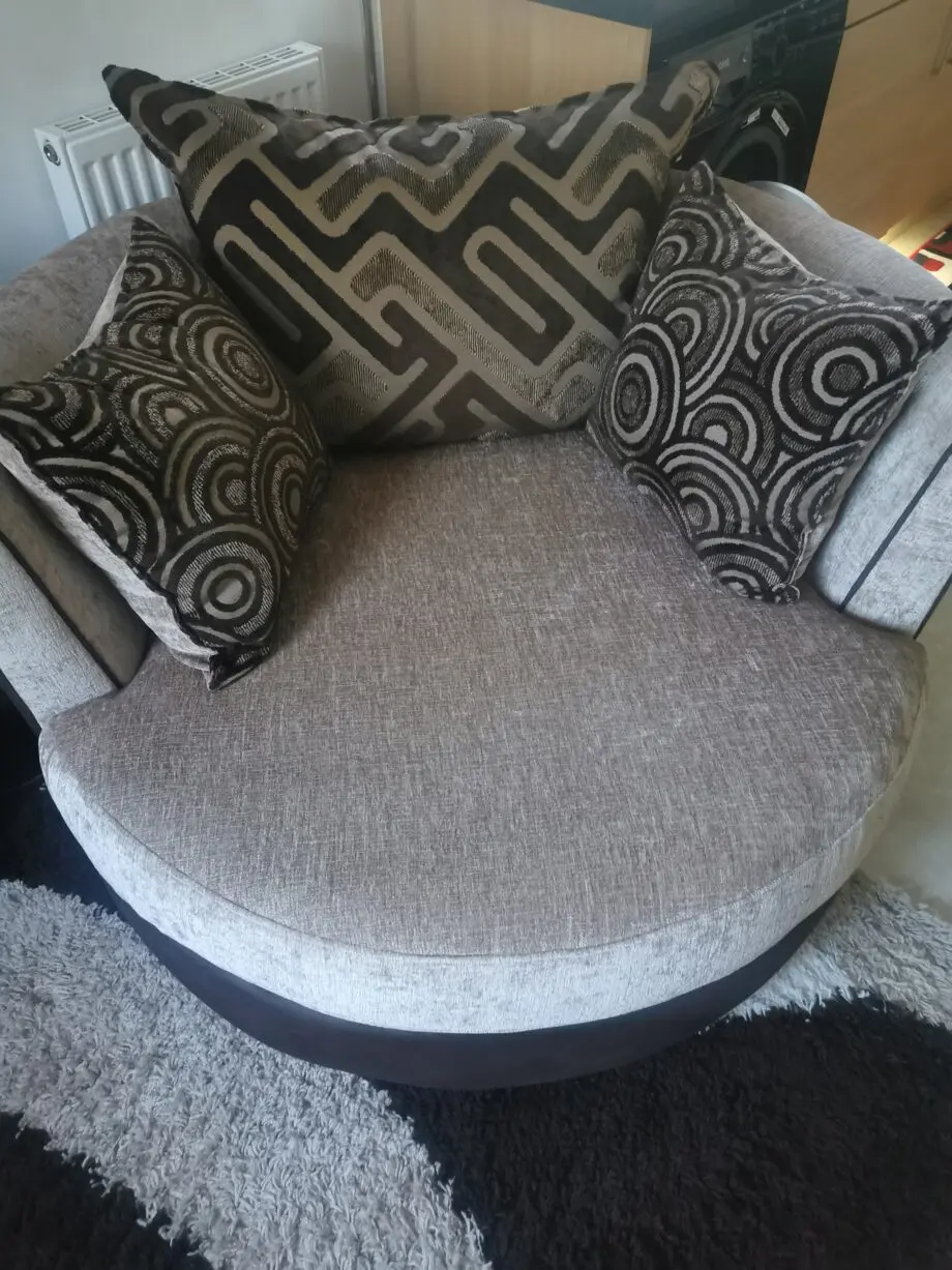 Corner sofa and swirl chair