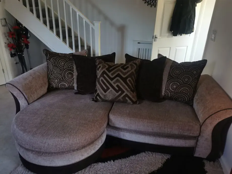 Corner sofa and swirl chair