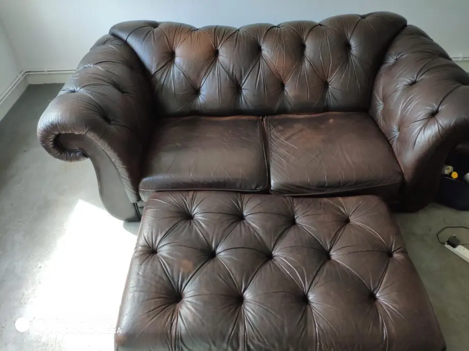 Winchester Leather Chesterfield Sofa with Footstool.